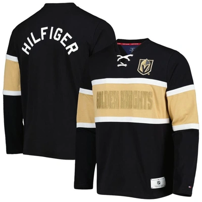Tommy Hilfiger Black Vegas Golden Knights Walter Lace-up Long Sleeve Top