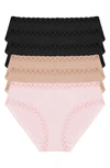 Natori Bliss 6-pack Cotton Briefs In Black/cafe/pink