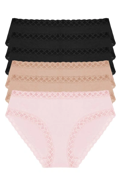Natori Bliss 6-pack Cotton Briefs In Blk/ Caf/ Pk