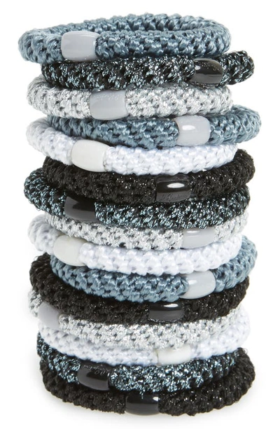 L Erickson Grab & Go 15-pack Braided Ponytail Holders In Night Time Metallic Black