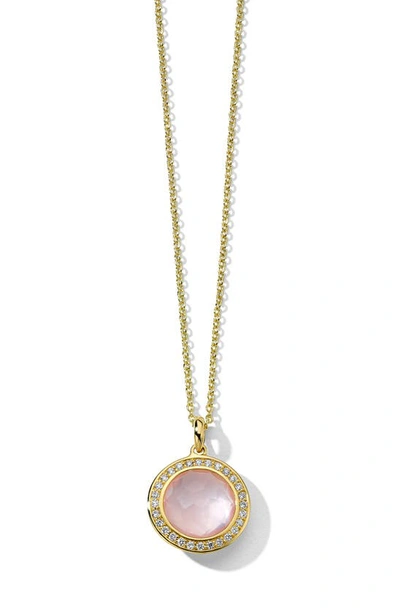 Ippolita Women's Lollipop 18k Yellow Gold, Rose Quartz & 0.14 Tcw Diamond Pendant Necklace In Pink/gold