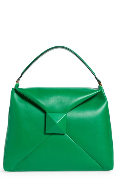 Valentino Garavani One Stud Leather Hobo Bag In Green