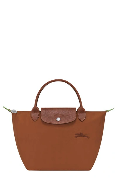 Longchamp Small Le Pliage Recycled Canvas Top Handle Bag In Cognac