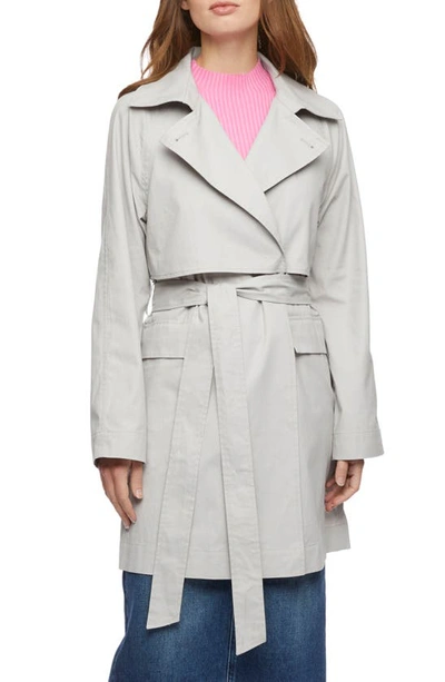 Bernardo Cotton Twill Trench Coat In Cool Gray