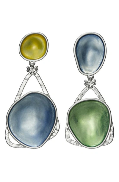 Tory Burch Brutalist Pebble Drop Earrings In Antique Tory Silv