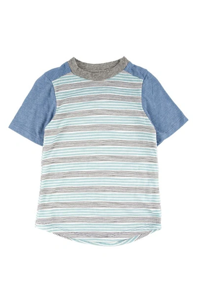 Miki Miette Kids' Andrew Slater Stripe Colorblock Cotton T-shirt In Blue