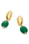 Monica Vinader Gold Rio Gemstone Huggie Earrings Green Onyx In 18ct Gold Vermeil