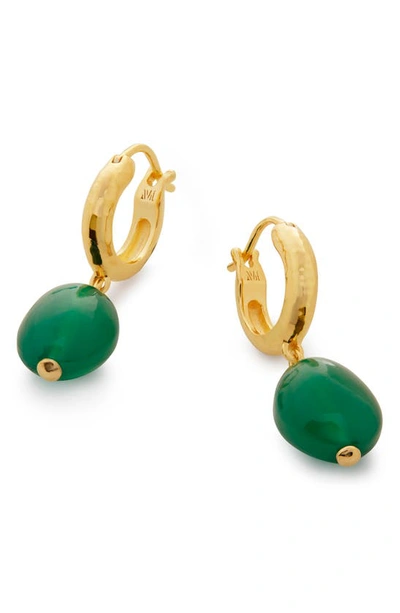 Monica Vinader Gold Rio Gemstone Huggie Earrings Green Onyx