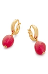 Monica Vinader Rio Stone Huggie Drop Earrings In 18ct Gold Vermeil - Pink