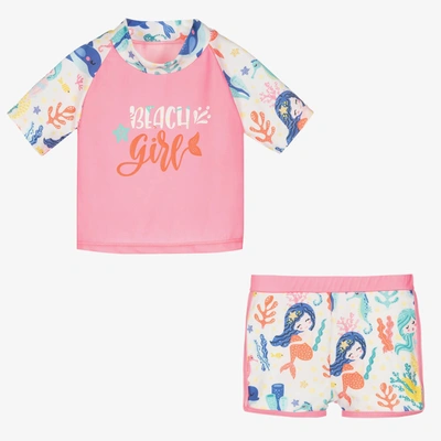 Soli Swim Babies' Girls Pink Mermaid Swim Set (upf50+)