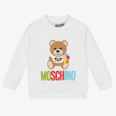 Moschino Baby Babies' White Teddy Bear Logo Sweatshirt