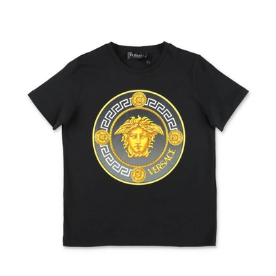 Versace Boys Black Cotton Medusa T-shirt