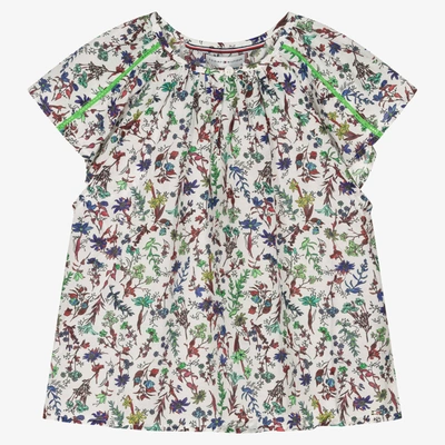 Tommy Hilfiger Teen Girls White Floral Cotton Blouse