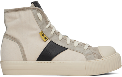 Rhude Animalier Detail Canvas And Suede Sneakers In Neutrals