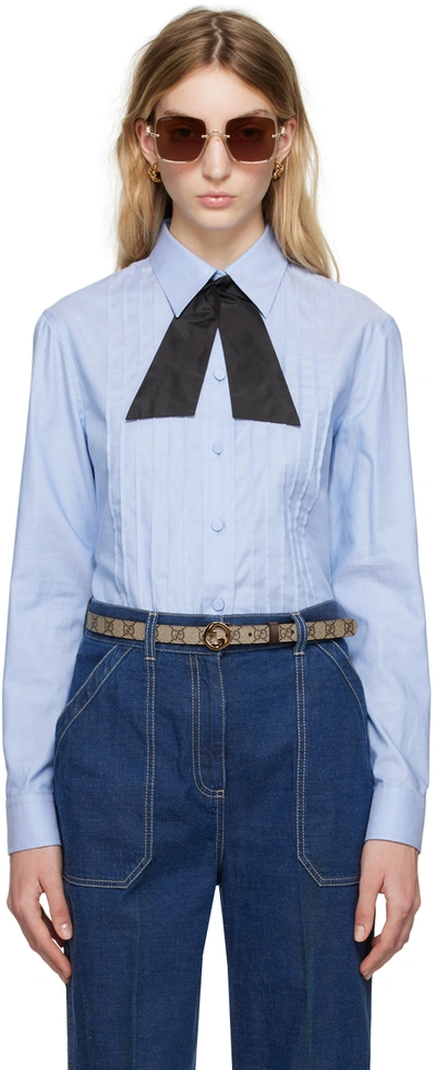 Gucci Oxford Cotton Shirt With Pleats In Default Title