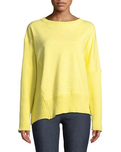 Neon Buddha South Beach Pullover Sweater W/ Asymmetric Hem In Sun