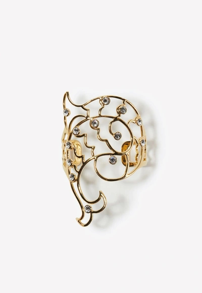 Emilio Pucci Crystal-embellished Pucci P Cuff In Gold