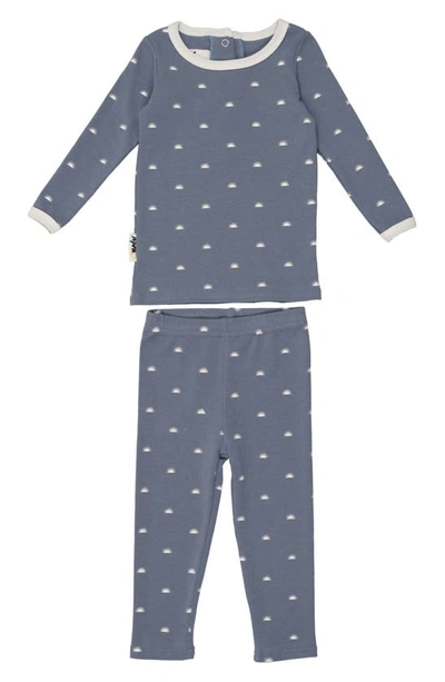 Maniere Babies' Sun Print Cotton Knit Top & Leggings In Blue