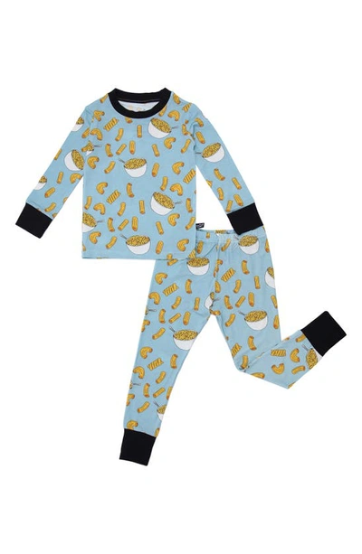 Peregrinewear Babies' Mac & Cheese Fitted Two-piece Pajamas In Turquoise