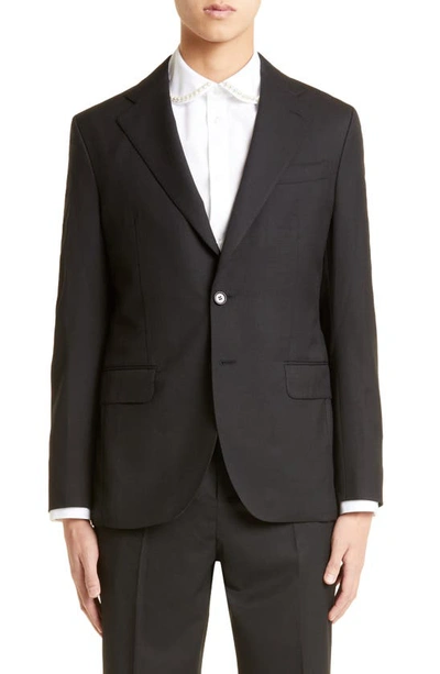 Simone Rocha Classic Tailoring Blazer With Daisy Detail In Black / Pearl