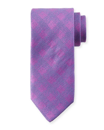 Charvet Melange Tattersall Silk-linen Tie In Purple