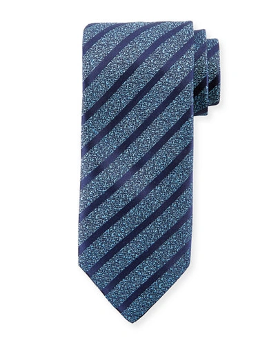 Charvet Melange Striped Silk-blend Tie In Navy