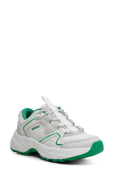 Woden Sif Reflective Sneaker In White/ Basil