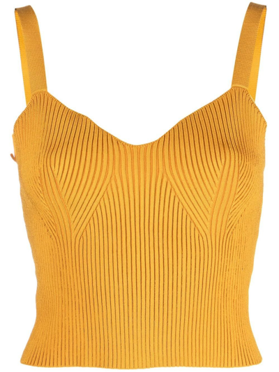 Vince Ribbed Sweetheart Bralette Top In Orange