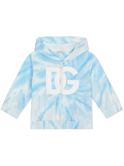 Dolce & Gabbana Babies' Hoodie Mit Batikmuster In Blue