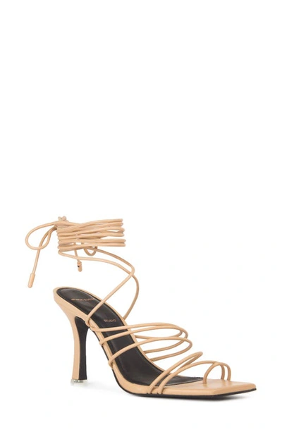 Black Suede Studio Luisa Strappy Ankle-wrap Sandals In Beige