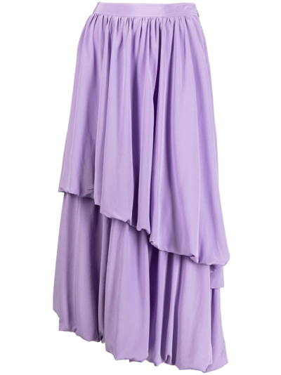 Ulla Johnson Simone Tiered Silk Skirt In Foxglove