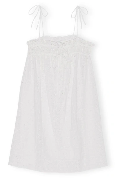 Ganni Broderie Anglaise Organic Cotton Sundress In White