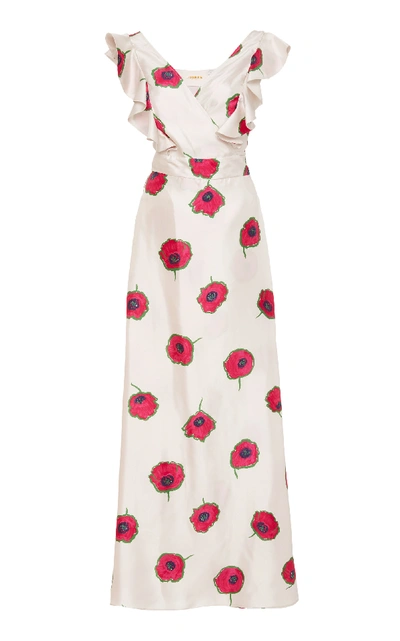 La Doublej Ruffled Wrap-effect Floral-print Silk Dress