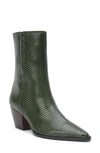 Matisse Annabelle Pointed Toe Western Boot In Dark Green Snake