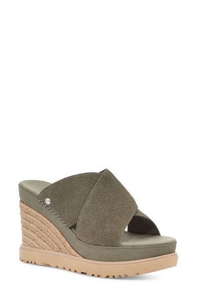 Ugg Abbot Wedge Slide Sandal In Moss Green