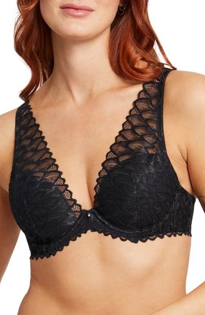 Montelle Intimates Lacey Mystique Lace Underwire Bra In Black