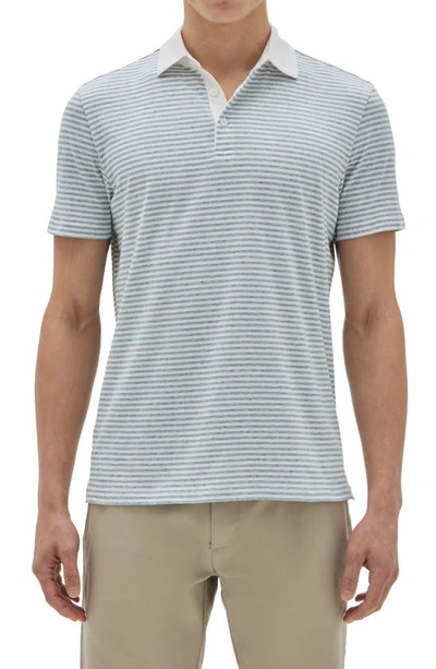 Robert Barakett Elridge Stripe Cotton Polo In Teal