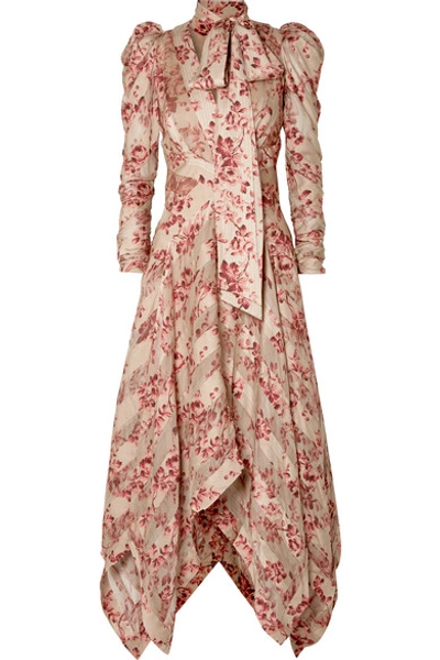 Zimmermann Unbridled Chiffon-paneled Floral-print Silk-blend Dress In Antique Rose