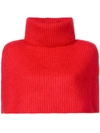 Sally Lapointe Cropped Mohair Turtleneck Cape In Red