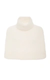 Sally Lapointe Cropped Mohair Turtleneck Cape In White