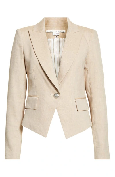 Veronica Beard Hosanna Dickey Short One Button Blazer In Khaki Mela