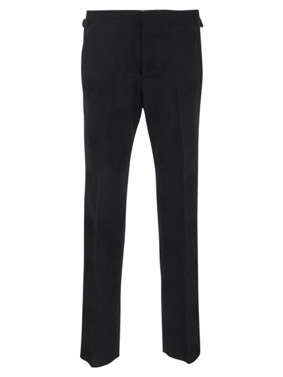 Burberry Logo Motif Trousers In Black