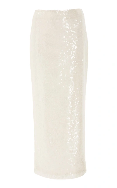 Sally Lapointe Sequin Midi Pencil Skirt In White