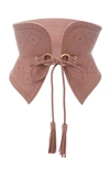 Zimmermann Wide Corset Leather Belt In Pink