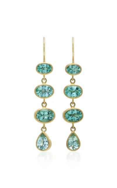 Mallary Marks 18k Gold Green Paraiba Earrings In Blue