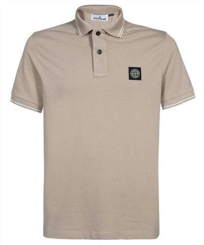 Stone Island Mens Dove Grey Logo-patch Slim Fit Stretch-cotton Polo Shirt In Brown