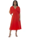 Alexia Admor August Draped Sleeve Fit & Flare Midi Dress In Red