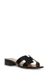 Steven New York Hutchy Croc Embossed Sandal In Black