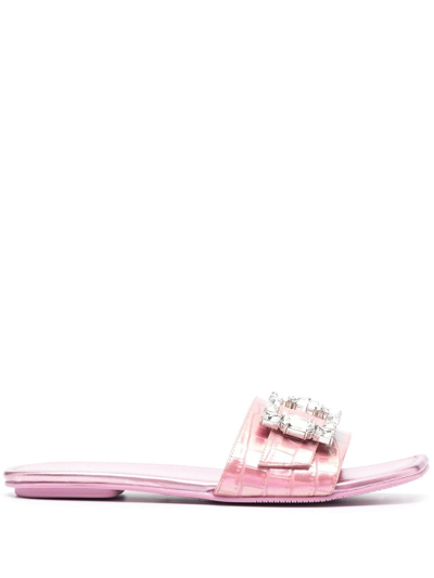 Stuart Weitzman Saint Tropez Flat Slide Flat Sandals In Pink