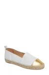 Patricia Green Lynn Cap Toe Espadrille In White/ Gold Leather